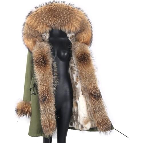 2021 New Winter Coat Long Jacket for Women Oversized Waterproof Parka Real Rex Rabbit Fur Liner Removable Collar Plus Size S-7xl