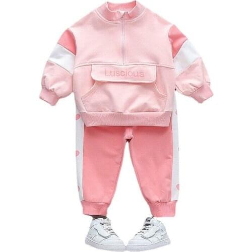 New Spring Children Fashion Clothes Baby Girls Letter Jacket Pants 2Pcs/sets Autumn Kid Toddler Clothing Infant Casual Tracksuit