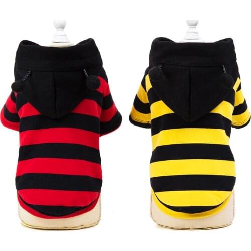 Dog Cat Coat Jacket Striped Pet Puppy Hoodie Sweater Bee Design Winter Warm Clothes Apperal 5 sizes 2 Colours