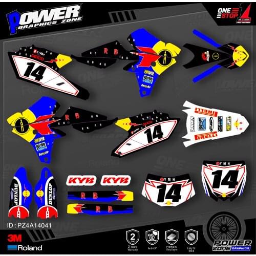 PowerZone Custom Team Graphics Backgrounds Decals 3M Stickers Kit For YAMAHA 14-18 YZ250F 15-18 YZ250FX WRF250 14-17 YZ450F 041