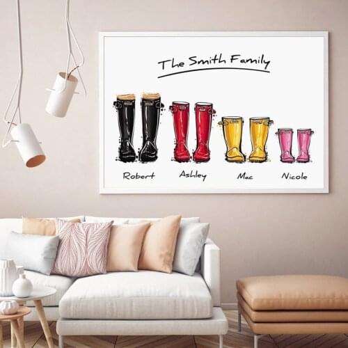 Personalised Family Custom Name Poster Boots Modern Wall Art 5d Diamond Painting Home Decor Diamond Mosaic Embroidery