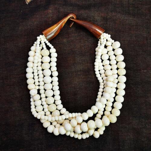 TNL518 Genuine Tibetan Jewelry Tibet White Yak Bone Round Beade Multi Necklace Wholesale Tibet Jewelry