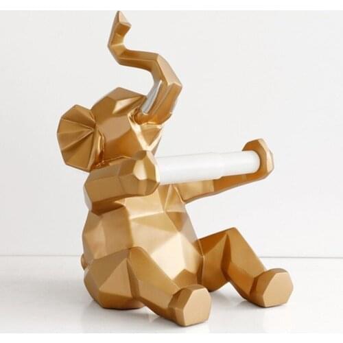 Resin Elephant Toilet Paper Holder Statue Bathroom Accessories Wall Hanging Modern Home Decor Figurines Wall Mount Roll Paper