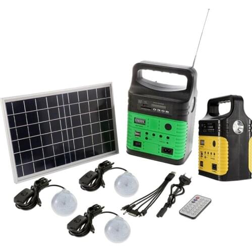 1Set 10W Portable Solar Generator Outdoor Power Solar Panel+Power Cord+Radio+3 LED Bulbs+Remote Control DIY Solar Generator