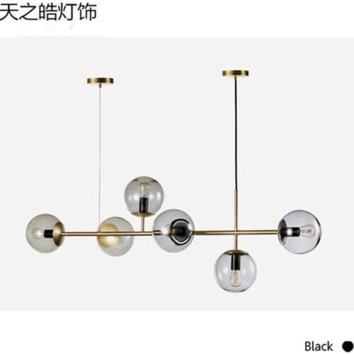 Modern LED chandelier lighting dining room glass ball hanging lights Nordic living room pendan lamp bar iron fixtures
