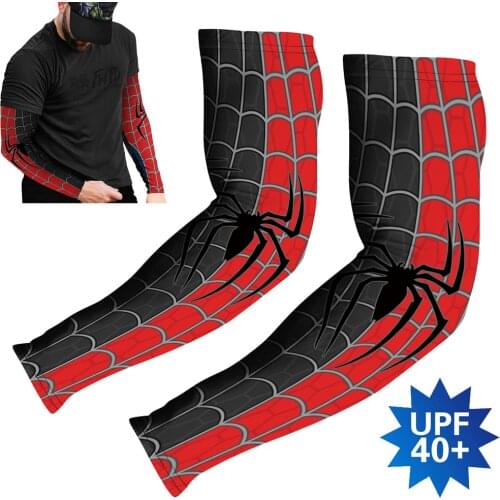 Sports Compression Arm Sleeves Cycling Sun UV Protective Cuffs Running Arm Warmers Manguito Spider Mangas Summer Women Men