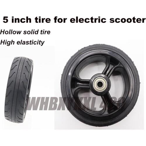5 inch solid rubber wheel alloy hub for electric mobility motor scooter widen eight-character pattern non-slip no inflation