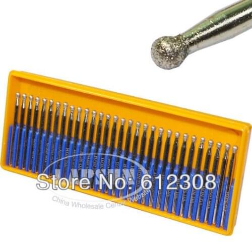 30pcs 3mm Diamond Coated Sphere (ball) Shape Rotary Pointed Head Burrs Drill Bit glass marble rock jewelry Tool