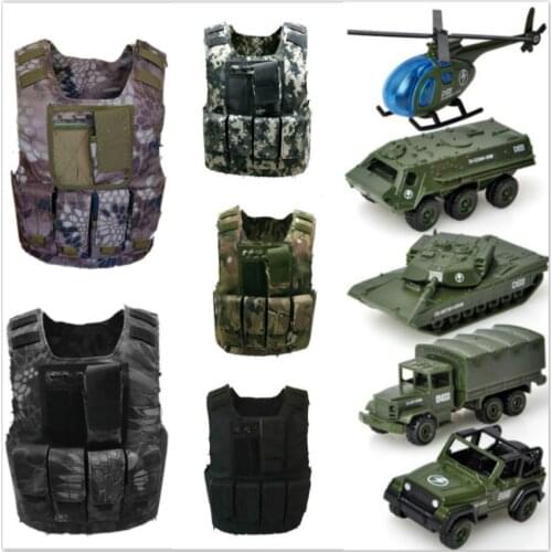 Kids Boys Tactical Vest Camouflage Bulletproof Combat Armor Tops Army Soldier Equipment Special Forces Military Uniform Toy Set