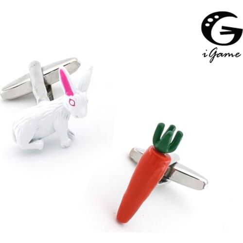 IGame Cute Cufflinks Lovely Rabbit & Carrot Design Brass Material Men French Cuff Links Free Shipping