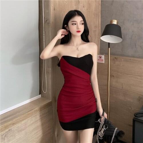ZB4510 new 2020 summer women fashion temperament slim sexy backless splicing short section dress cheap wholesale
