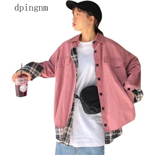 Harajuku Style Denim Jacket For Women 2019 New pink Jean Jacket Women Casual Loose Basic Coat Spring Female Jacket