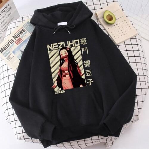 Kawaii Japanese Anime Demon Slayer Hoodies Women Harajuku Cartoon Kimetsu No Yaiba Graphic Hoody Korean Style Sweatshirts Female
