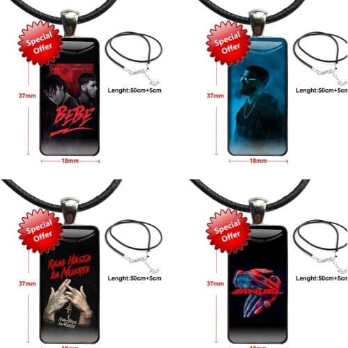 Anuel AA Necklace Fashion Long Chain With Rectangle Necklace Jewelry For Women Boutique