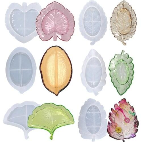 1PC Crystal Epoxy Mould Leaf Shape Plate Nut Storage Tray Silicone Molds DIY Home Supplies