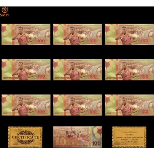 10Pcs/Lot Nice Russia World Cup Currency Paper 100 Rubles Colored Gold Banknote Replica Money Collection For Home Decoration