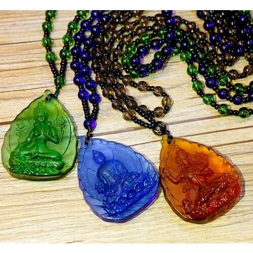 3PCS GOOD Buddhist supplies pocket travel efficacious Mascot # Green Tara the Medicine Buddha Bodhisattva Mantra Crystal Amulet
