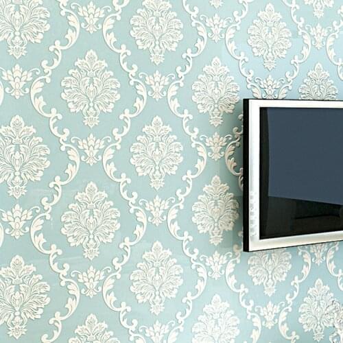 European Style 3D Embossed Damask Wallpaper For Living Room Bedroom TV Backdrop Wall Papers Roll For Walls Non-Woven Home Decor
