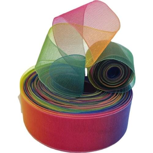 5yards/pack 1 Inch Shimmer Sheer Organza Ribbon, Rainbow Colors