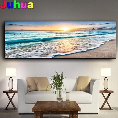 5D DIY Diamond Painting Beach Sunset Landscape large picture Diamond mosaic Full square/round Diamond Rhinestone Embroidery