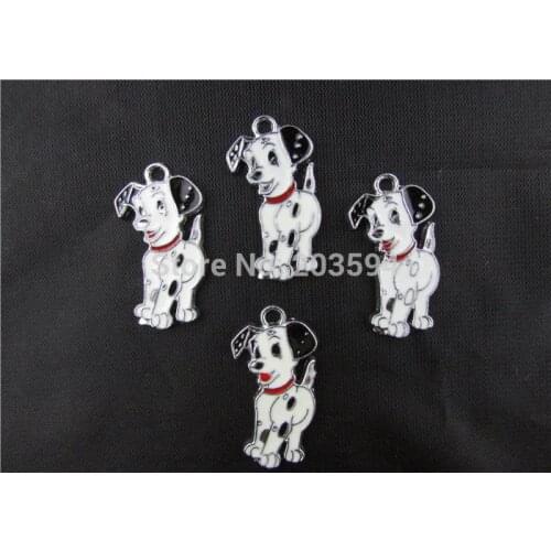 AE175 100Pcs Mixed Enamel Dog Charms Pendants Pet Charm for Necklace Key ring 31x16mm bead