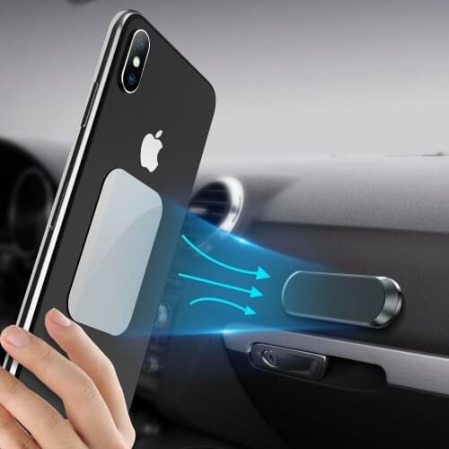 Magnetic Car Phone Holder Mini Strip Paste Stand Wall Zinc Alloy Magnet GPS Car Mount Dashboard For iPhone12 Pro Max Xiaomi