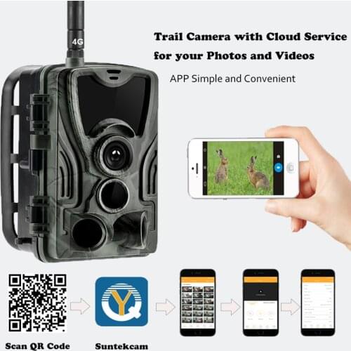 Free APP Control Cloud Service 4G Trail Camera 2K 30MP Wildlife Hunting Surveillance Cellular Wireless Cameras HC801Plus
