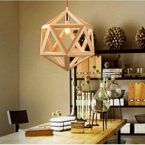 Nordic Wooden Pendant Lights Creative Personality Birdcage Lights New Chinese Style Simple Restaurant pendant lamop droplight