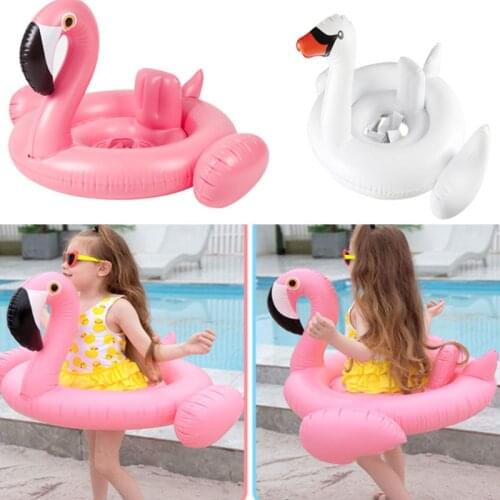 Flamingo Baby Swimming Ring Inflatable Swan Seat Ring Childrens Life Buoy Swimming Pool Toy Baby Floating Ring Swimming Pool