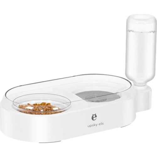 Double Pet Food Water Bowls With Detachable 500ml Automatic Water Dispenser Glass Feeder Bowl No-Spill Cat Dog Food Water Bowls