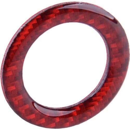DWCX Red Carbon Fiber Start Stop Switch Decoration Ring Trim Cover Fit For Ford Mustang 2009 2010 2011 2012 2013