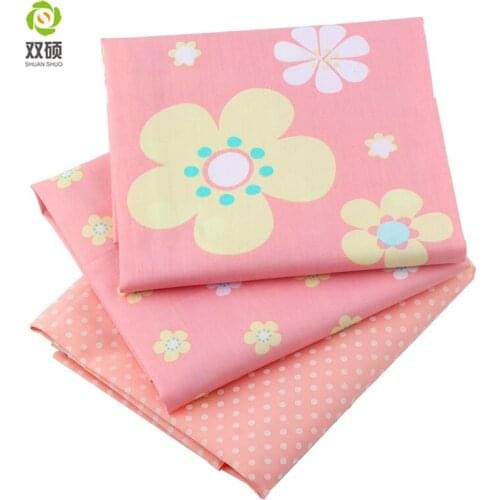 Shaunshuo 3 Color Floral Patchwork Cotton Fabric Fat Quarter Bundles Needlework Sewing Patchwork Fabric For Bag Baby 30pcs/lot
