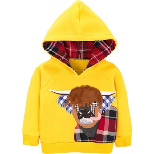 Little Maven New Autumn Spring Kids Yellow Yak Fleece Cartoon Appliques Cotton Full- sleeved 2-7yrs O-neck Boys Hoodies Sweaters