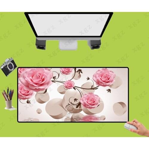 XGZ Pink Flower Game Mousepad Rubber Mat Game Mouse Pad Playing Large Lock Edge Mouse Keyboard Big Pads for CSGO DOTA XXL