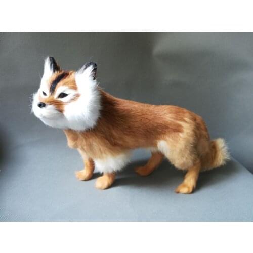 Simulation fox plastic&furs brown standing fox model 30x22cm,home decoration toy gift w0217