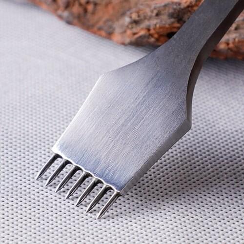 Leather Tool Steel 2/7 Prong Craft Chisel Tools Hole Piercing Hole Punch Tool Kit Pricking Iron Punching 3mm/4mm Hole Spacing