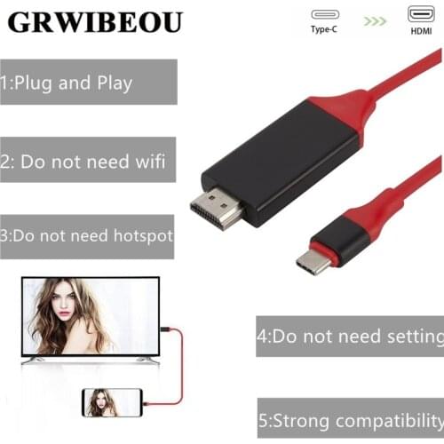 Grwibeou USB C To HDMI Cable Type C To HDMI Adapter Converter 2M USB 3.1 30Hz HD Extender Adapter For Macbook Samsung S8 hotsale