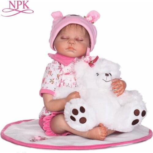 NPK reborn baby doll cute close eyes doll vinyl silicone soft real touch doll teaching toys for children