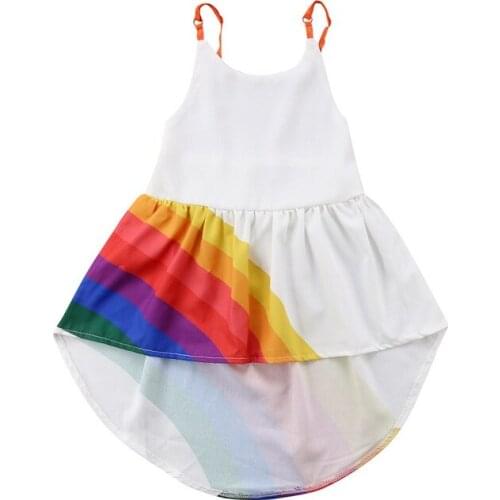 Girls Summer Dress Sleeveless Rainbow Dress Kids 2 3 4 5 6 7 Years