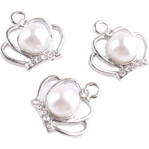 Metal Charm With Pearl Diamond-studded Crown for for DIY Handmade Craft Bracelet Necklace Earrings Jewelry Making Gift Adornment