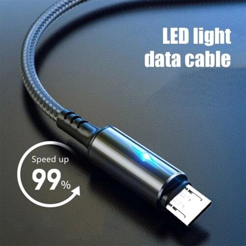 Type C Data Cable Micro USB Cable with LED Indicator Mobile Phone Fast Charging Cable for Huawei Samsung Xiaomi Android