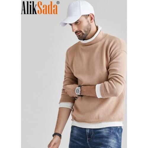 Aliksada 2020 Autumn Mens Autumn Outfit Street Styles Cotton Sweater Pullover Men Fall Winter Fashion Knitted Cable Sweater Men