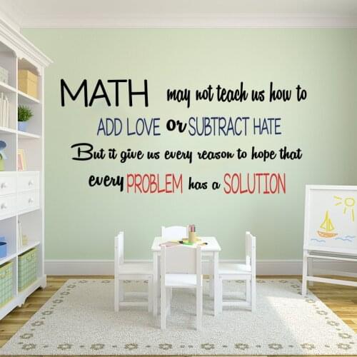 Math Add Love Subtract Hate Quote Wall Sticker Classroom Library Math Inspirational Knowledge Quote Wall Decal Nursery Vinyl Art
