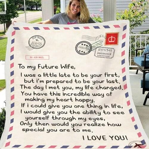 Air Mail Blankets Sofa To My Daughter Son Wife Positive Encourage And Love Home Textiles Supplies Letter Printed Quilts