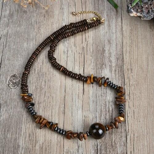 Natural stone bead necklace for men and women 316 not show steel lobster clasp adjustable black matte tiger eye fashion jewelry