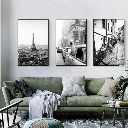 Llama In A Taxi On Times Square Canvas Prints And Posters Vintage Black White Print New York City Pictures Wall Art Home Decor