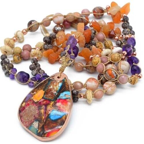 Luxury Necklace Natural Stone Pyrite Gilded Stone Necklace Elegant Necklace For Women Gift Boho Necklace Dropshipping