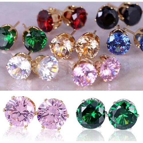 Ear Studs Elegant All Match Cubic Zirconia Round Exquisite Earrings for Dating