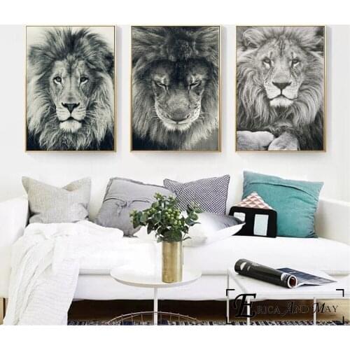 Nordic Black And White Lions Posters and Prints Wall art Decorative Picture Canvas Painting For Living Room Home Decor Unframed