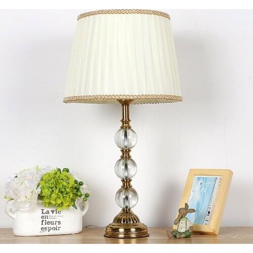 Modern Crystal Bedroom Table Lamp Fabric Lampshade Living Room Decoration Abajur Table lamp For Bedroom Lamparas De Mesa